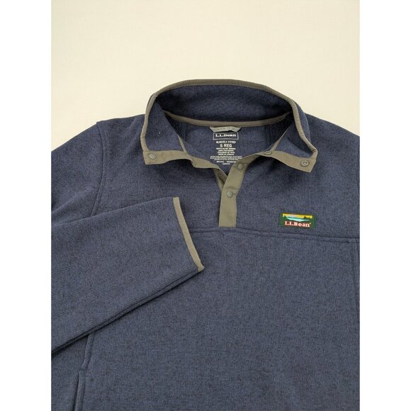 LL Bean Sweater Men's Small Navy Snap Button Fleece‎ Pullover Jacket 298050 - Picture 6 of 7